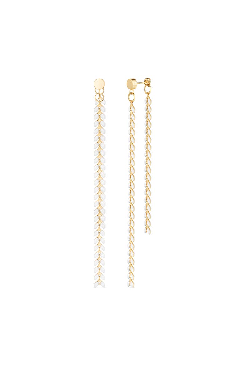 Elegante Enamel Chevron Dangle Earrings, Main, color, White