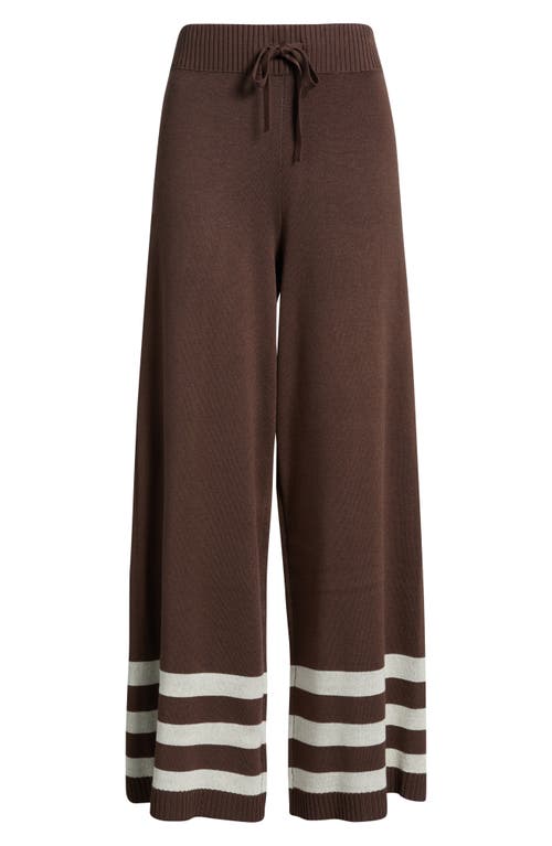 City Blues Stripe Leg Sweater Pants In Brown