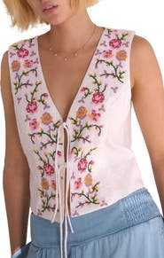 NEXT Floral Embroidered Front Tie Vest