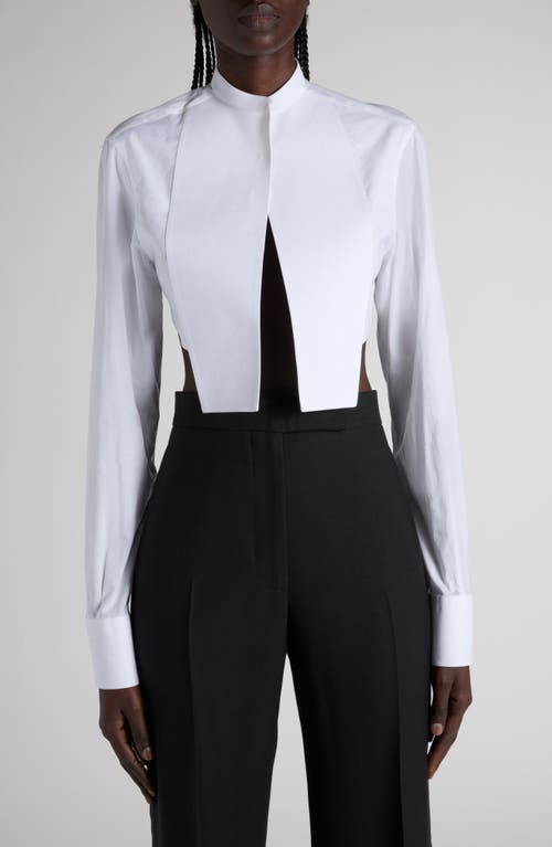 Tom Ford Bib Front Cotton Voile Crop Shirt In White