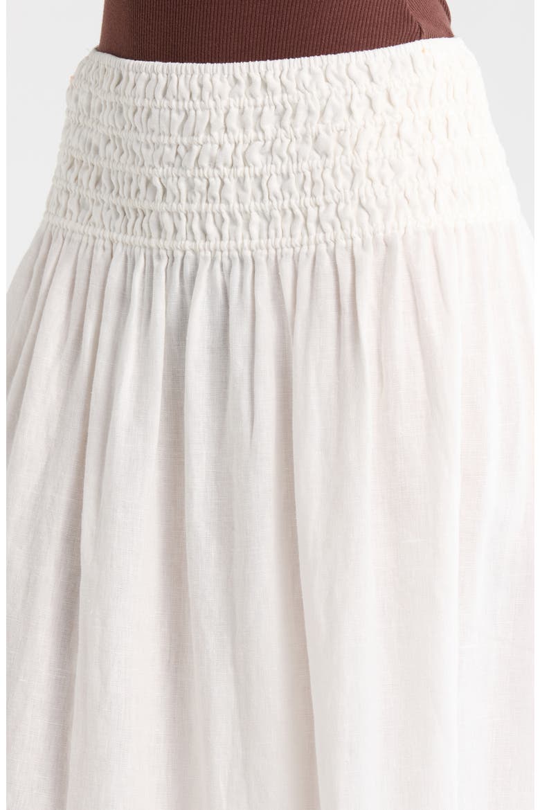 Alessa Smock Waist Linen Blend Maxi Skirt, Alternate, color, WHITE LINEN