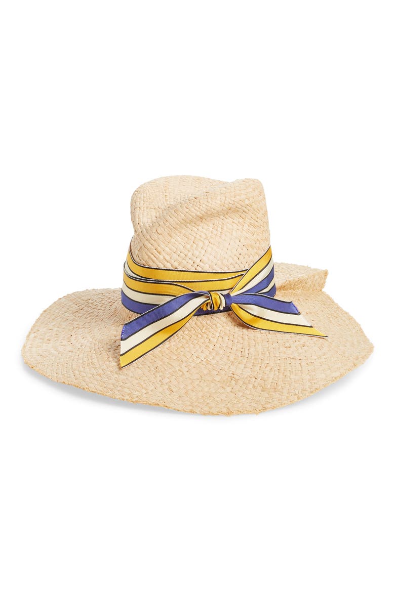 First Aid Striped Band Straw Hat, Main, color, FLAG