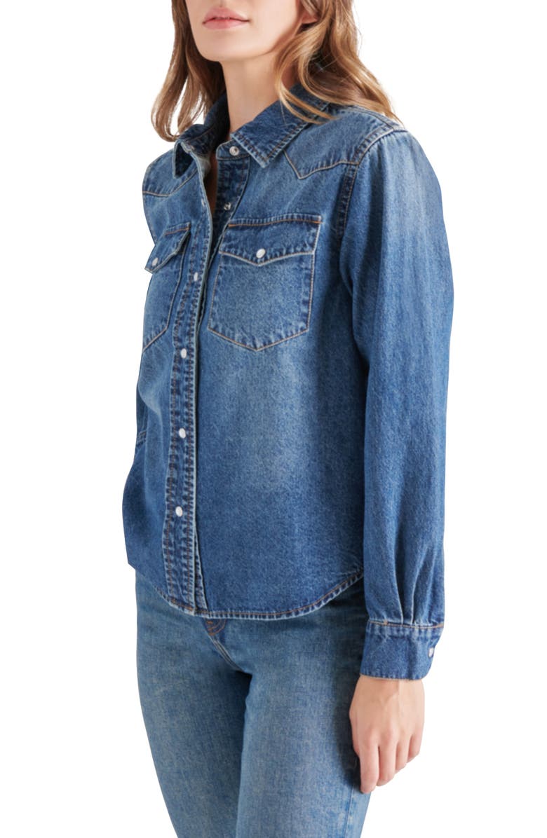 Steve Madden Western Denim Snap-Up Shirt, Alternate, color,