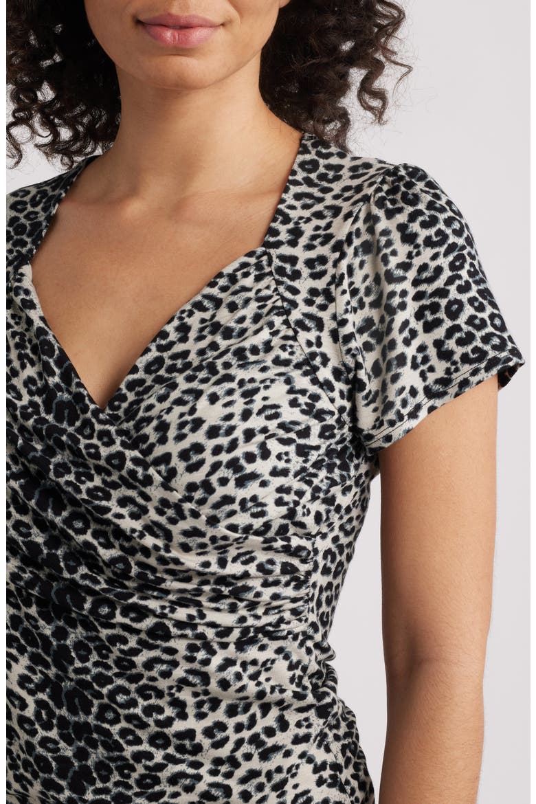 Leaopard Print Faux Wrap Top, Alternate, color, BLACK/ GREY