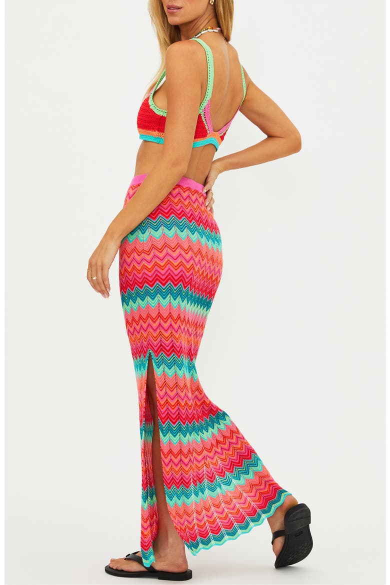 Ivana Stripe Open Knit Cover-Up Maxi Skirt, Alternate, color, STRAWBERRY ICE CHEVRON