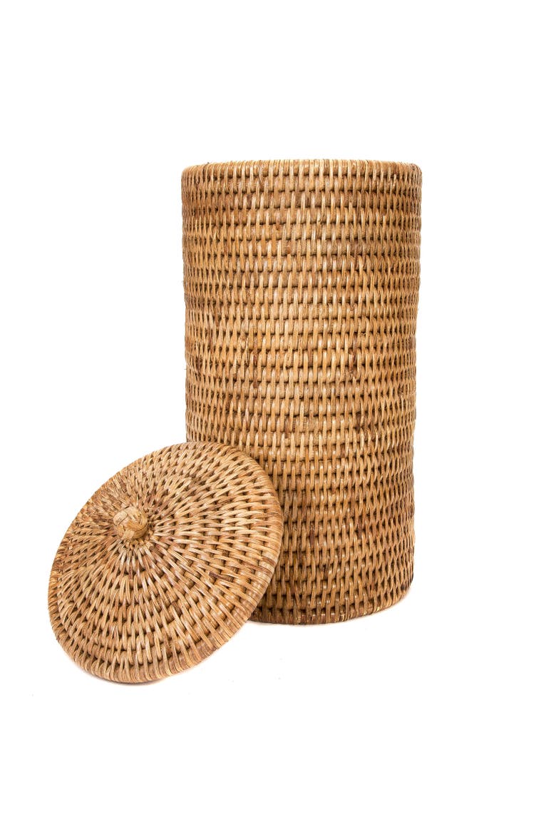 Rattan Double Toilet Roll Holder, Alternate, color, Honey Brown