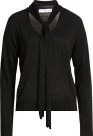 MANGO V-Neck Sweater with Scarf