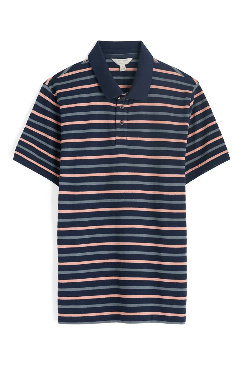 Balefire Stripe Organic Cotton Piqué Polo, Alternate, color, DUET BRETON MARITIME PINK