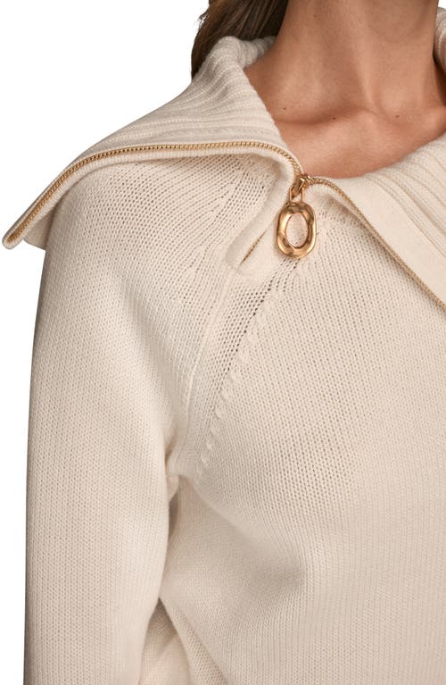 Donna Karan New York Asymmetric Zip Collar Sweater In Black