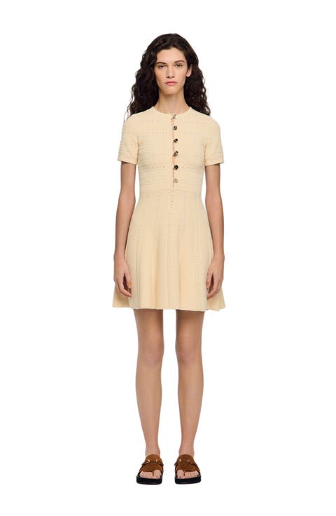 Floral print knit short dress