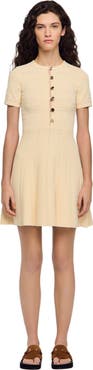 SANDRO Floral print knit short dress