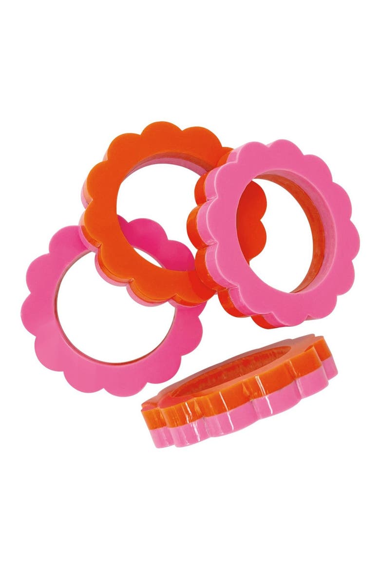 Set of 4 Scallop Napkin Rings, Alternate, color, ORANGE