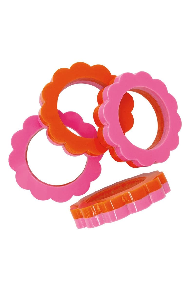 Mariposa Set of 4 Scallop Napkin Rings, Alternate, color, Orange And Pink