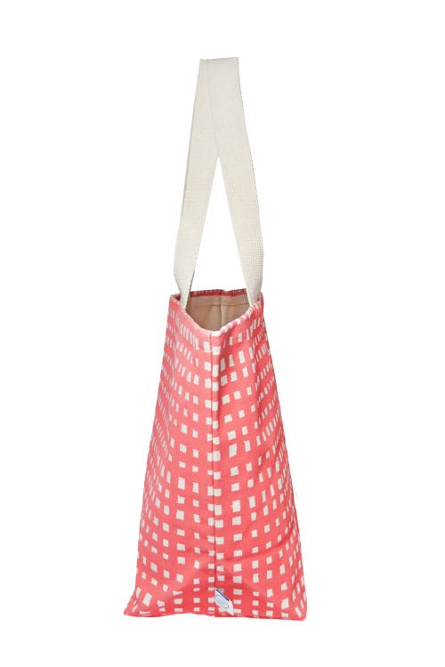 Dance Happy Micro Grid Wide Tote Bag In Coral