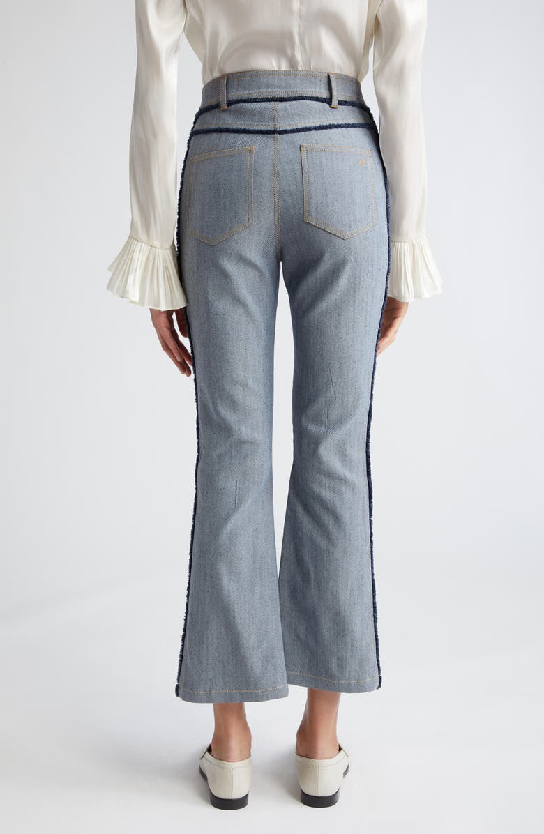 Cinq à Sept Sallie Fringe Trim Flare Crop Jeans, Alternate, color, 