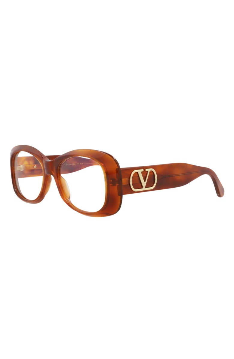 Valentino 46mm Oval Optical Glasses, Alternate, color, Havana Transparent
