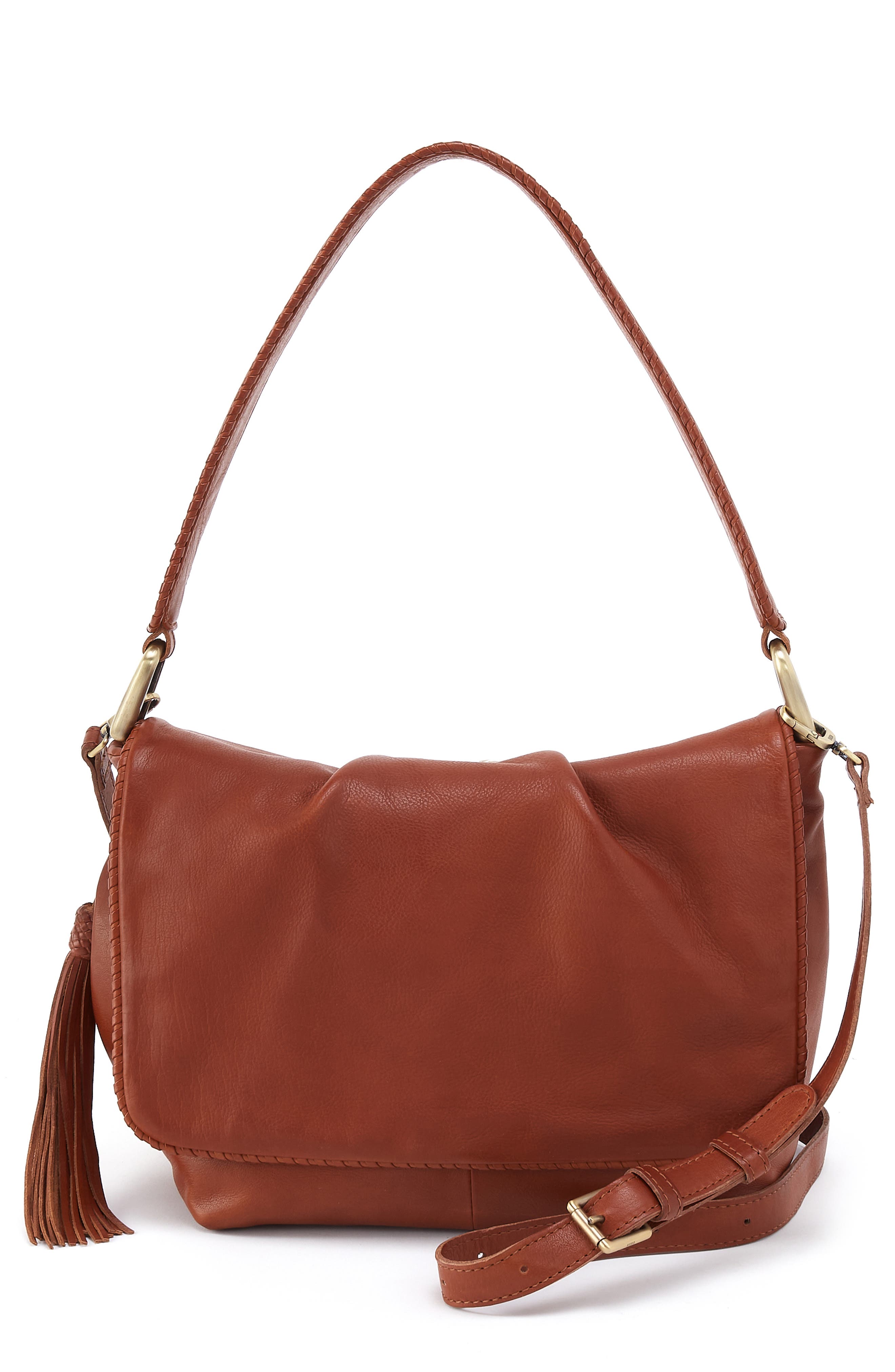 Harley Convertible Leather Shoulder Bag, Main, color, KINDLING BROWN