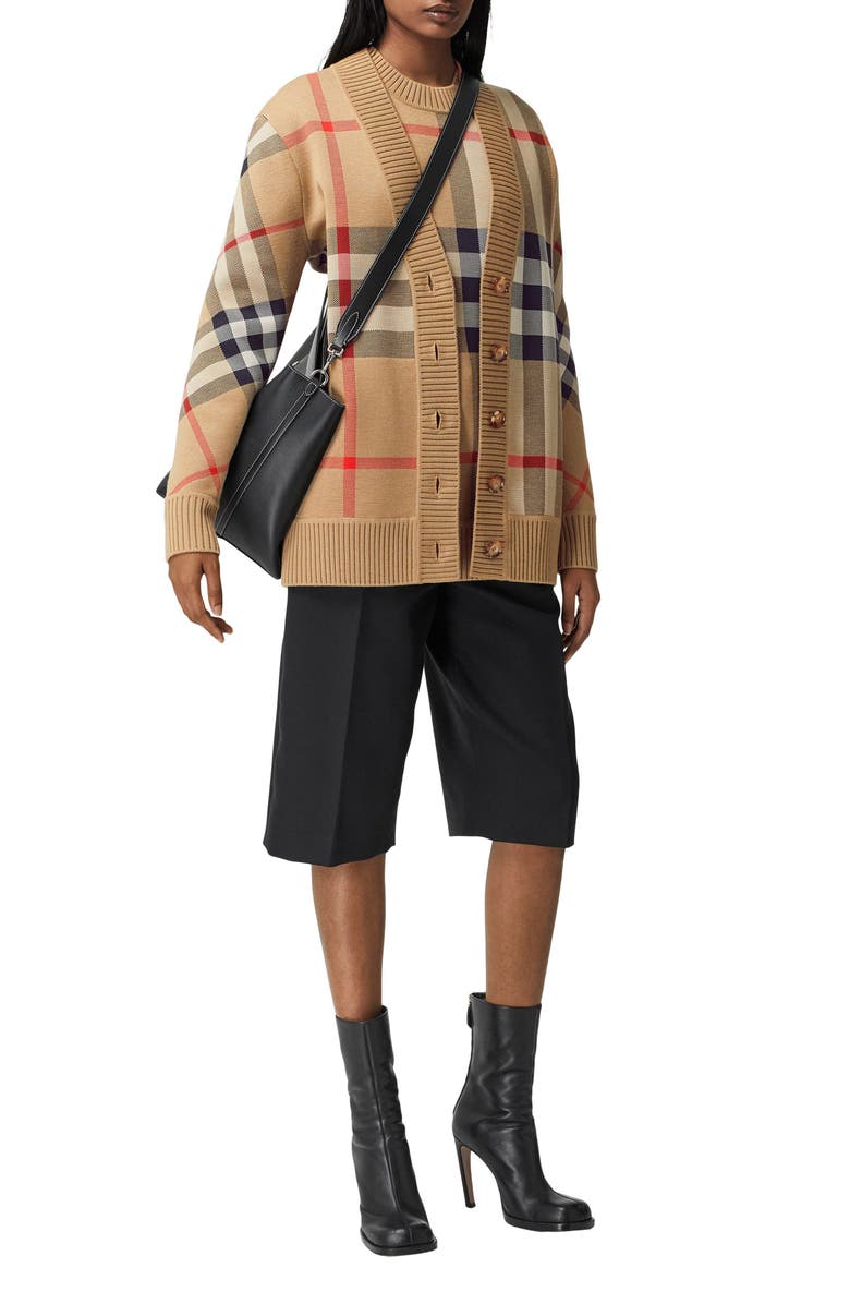 Burberry Caragh Check Jacquard Cardigan, Alternate, color, 