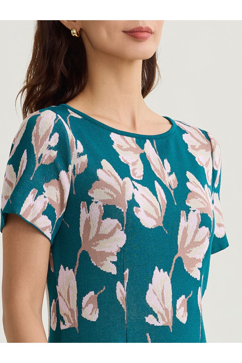 A-Line Floral Soft Knit Dress, Alternate, color, Spruce