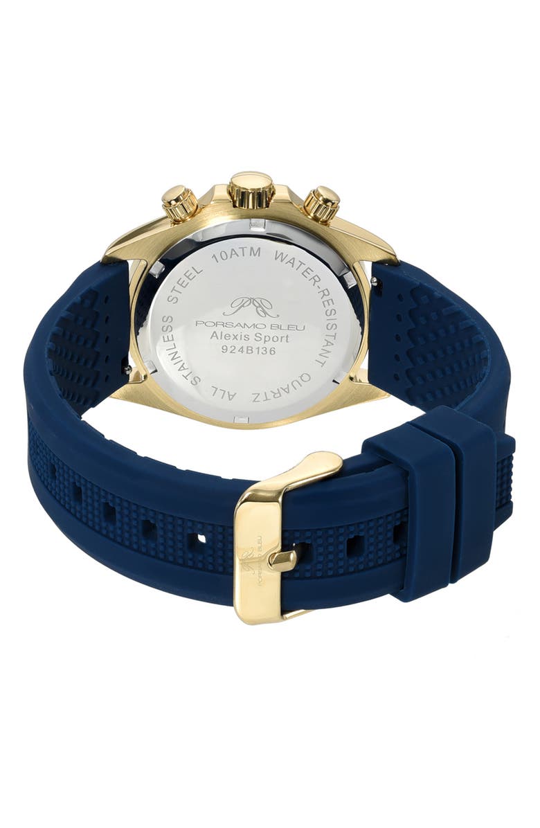 PORSAMO BLEU Women's Alexis Chronograph Sport Blue Silicone Watch, 37mm, Alternate, color, 