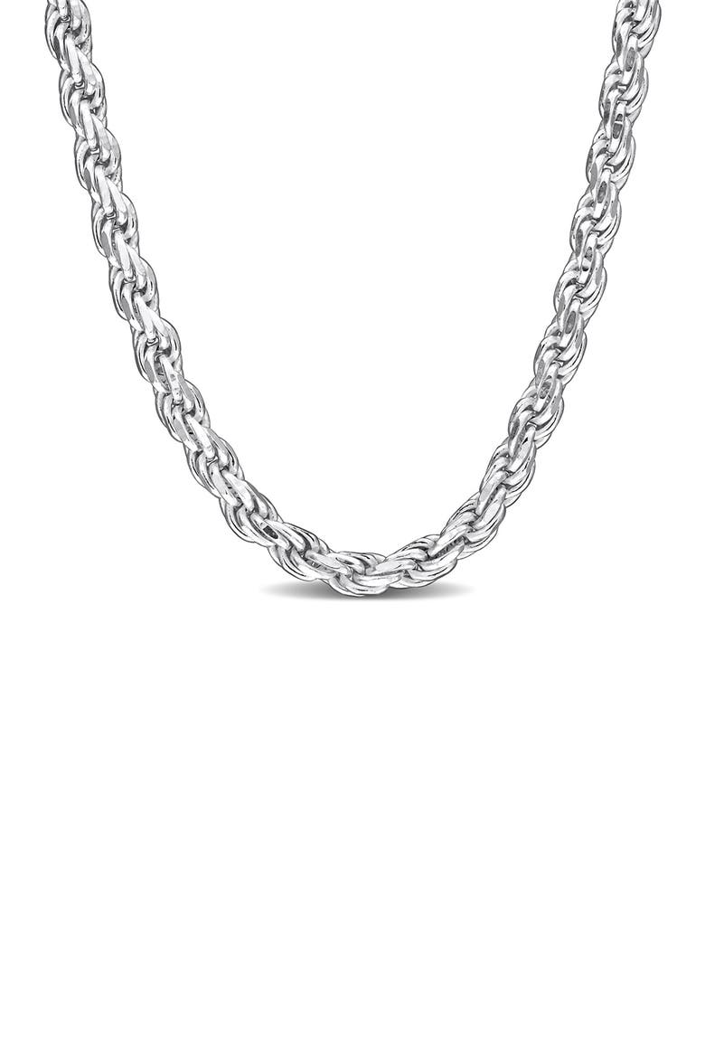 Diamond Cut Rope Chain Necklace, 2.30mm, Main, color, SILVER
