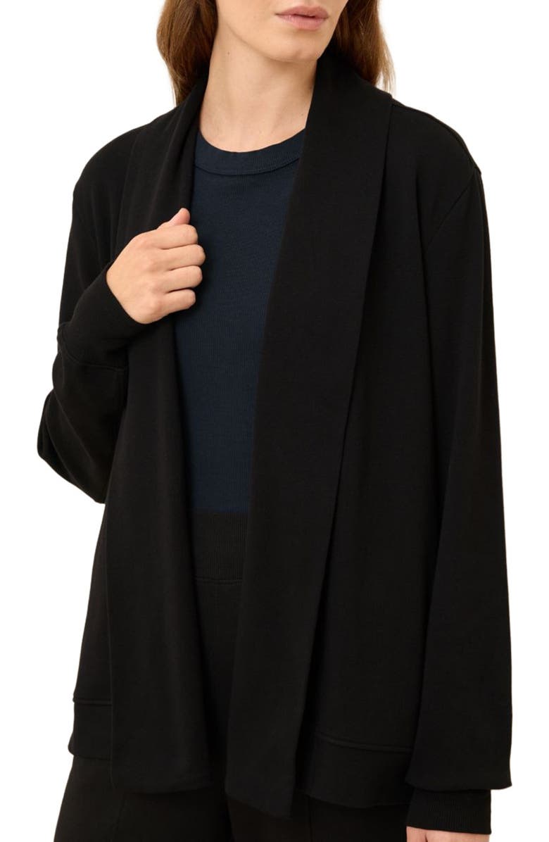 Pact Airplane Short Drape Cardigan, Alternate, color, Black