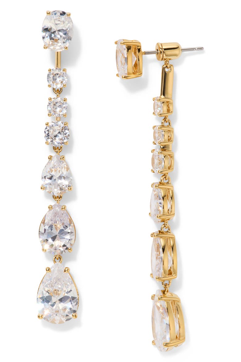 Sunshowere Crystal Front/Back Earrings, Main, color, GOLD/ CLEAR