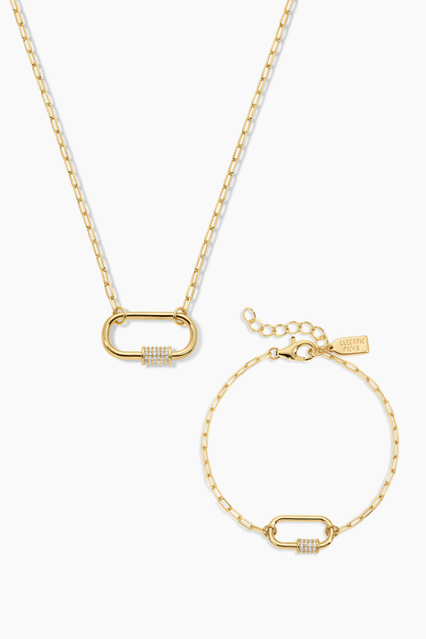 Melrose Carabiner Necklace and Bracelet Set of 2