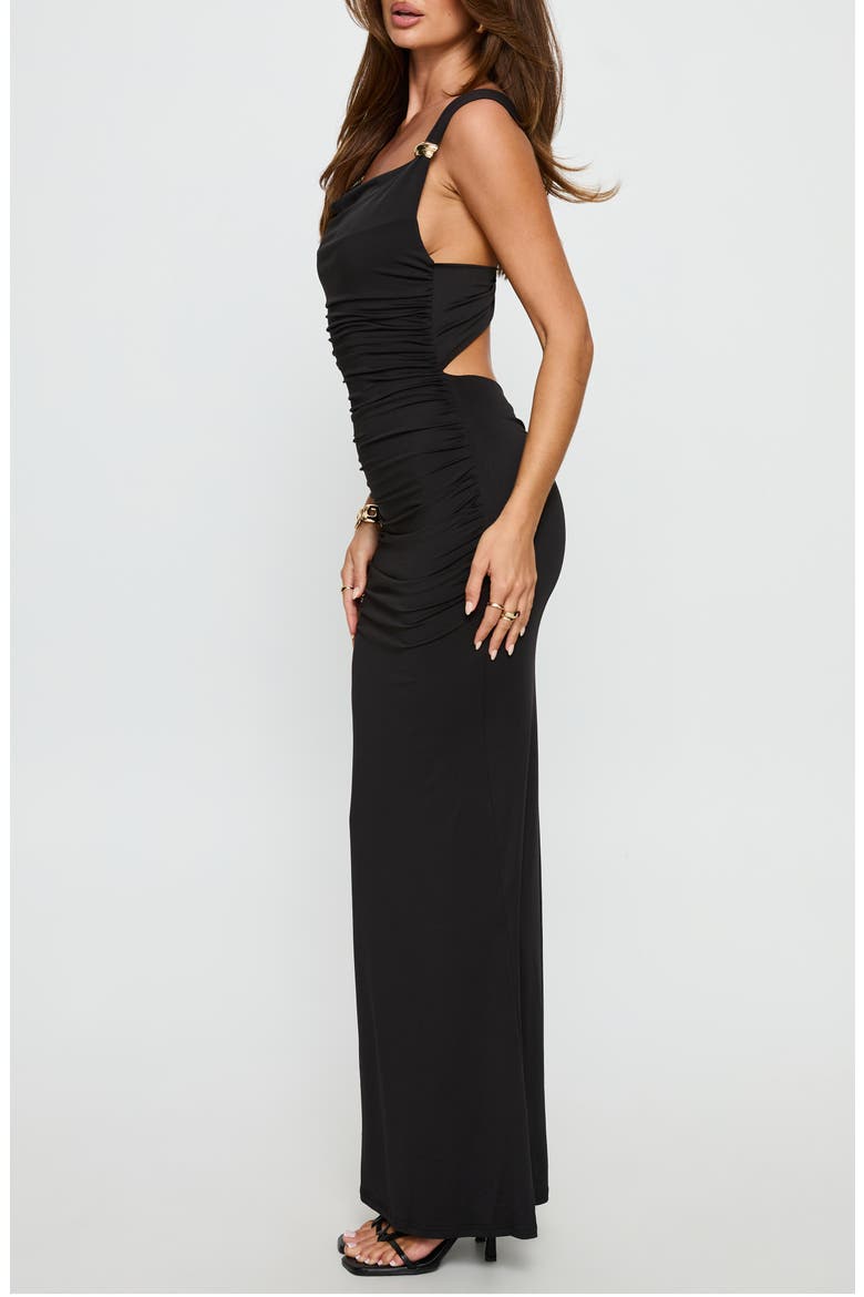Yakira Back Cut Out Maxi Dress, Alternate, color, BLACK