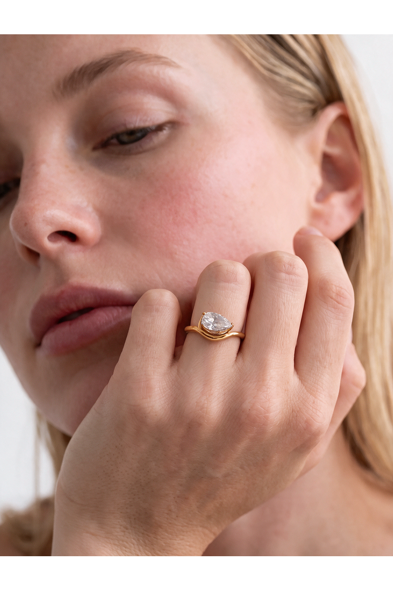 Cubic Zirconia Solitaire Ring, Alternate, color, Gold