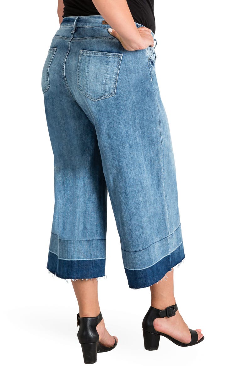 Release Hem Denim Culottes, Alternate, color, SPRUCE