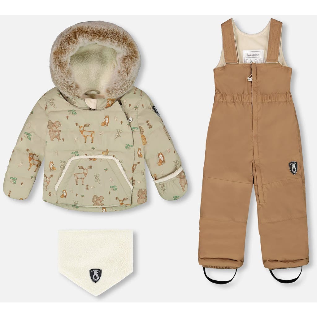 Deux Par Deux Two-piece Snug Snowsuit In Brown