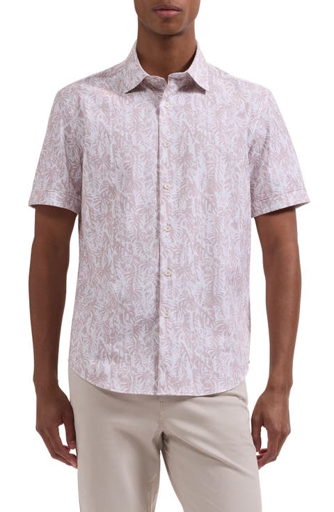 Miles OoohCotton® Leaf Print Short Sleeve Button-Up Shirt