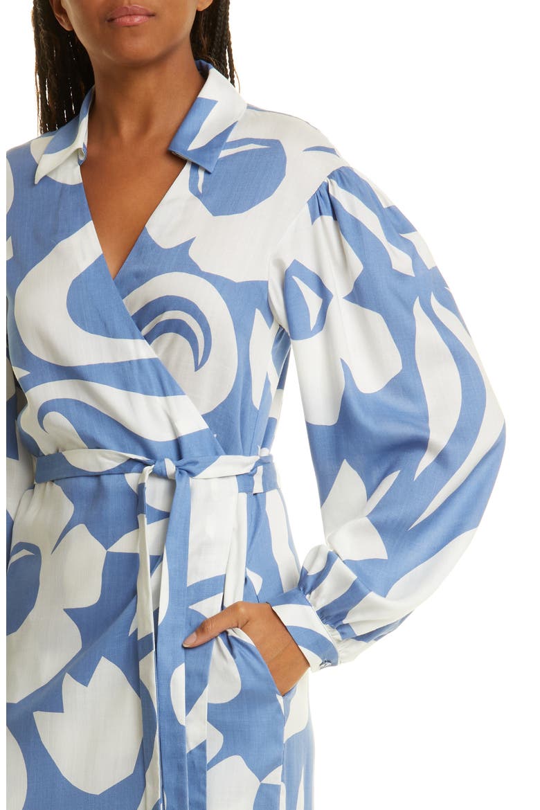 Silhouette Fleur Long Sleeve Wrap Dress, Alternate, color, SILHOUETTE FLEUR FRE
