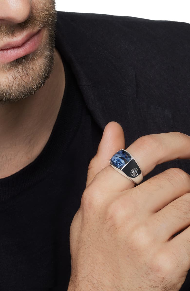 David Yurman 'Exotic Stone' Signet Ring in Silver, Alternate, color, 