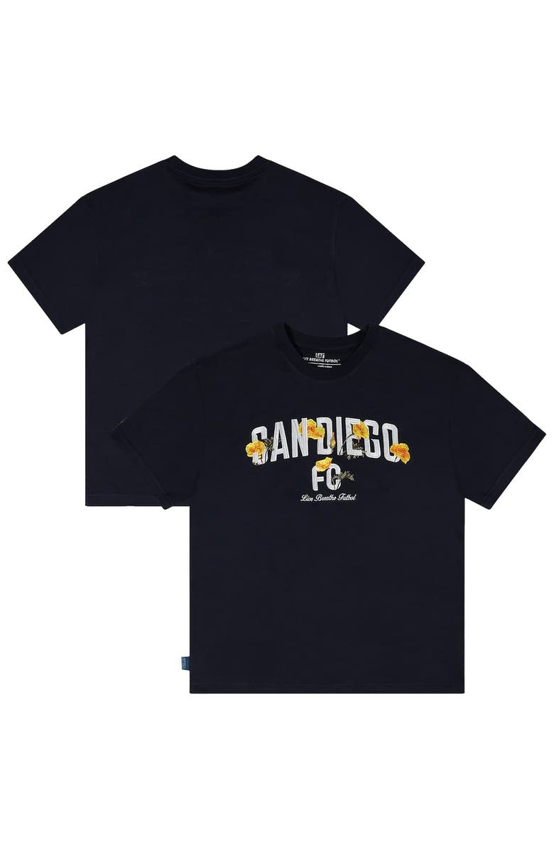 Live Breathe Futbol Unisex Live Breathe Futbol Navy San Diego FC Floral T-Shirt, Main, color, 