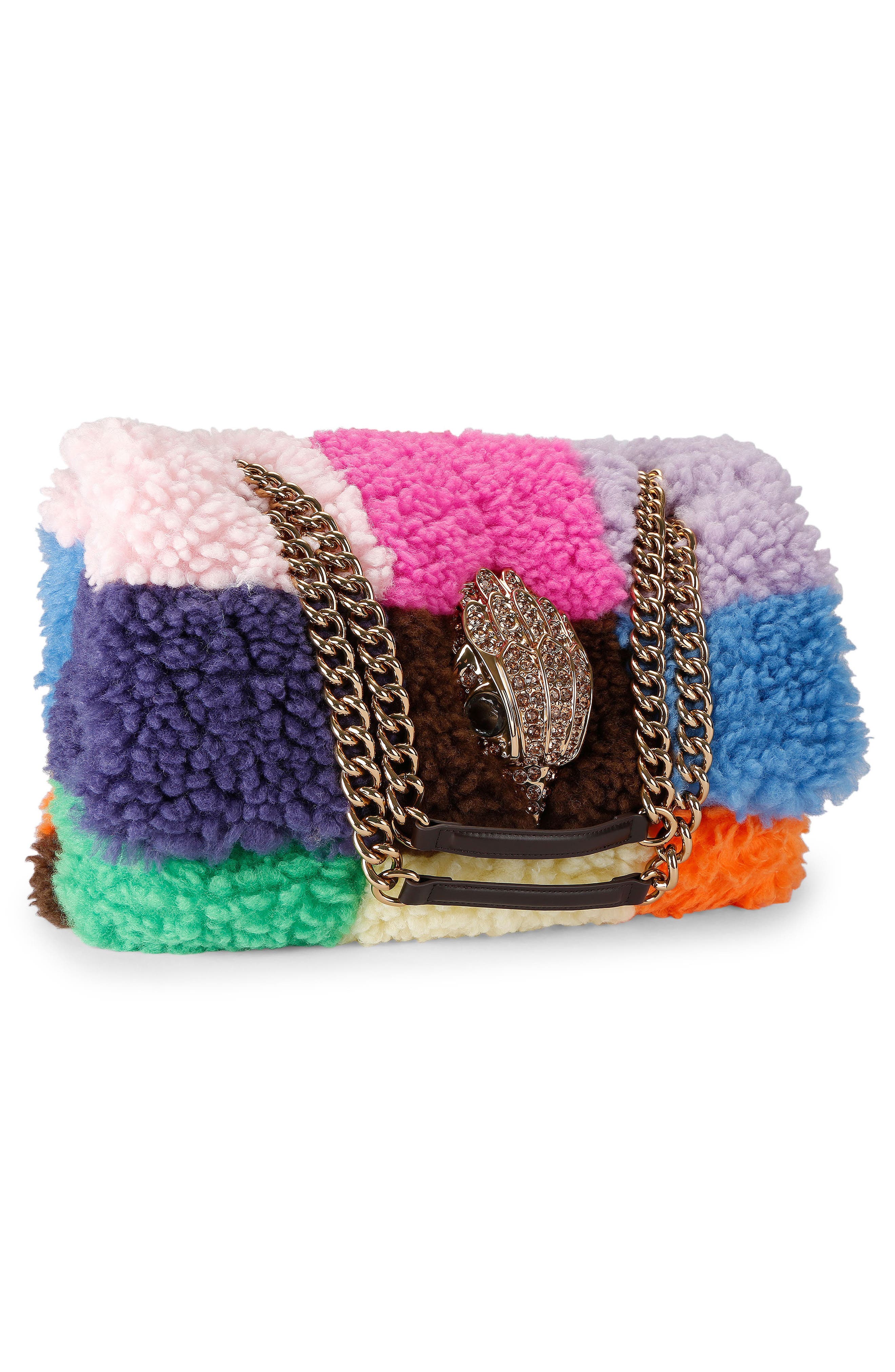 Macro Faux Fur Kensington Handbag, Alternate, color, BLUE MULTI