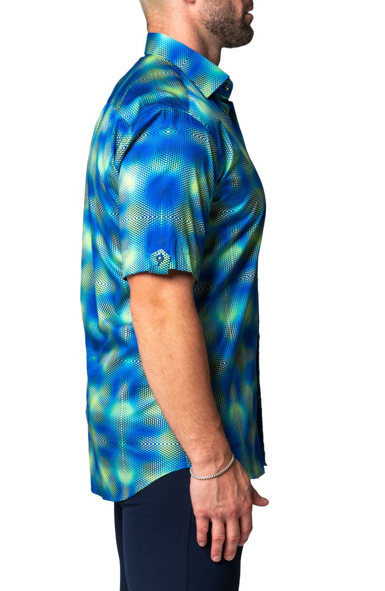 Maceoo Galileo Fuzzy Regular Fit Short Sleeve Button-Up Shirt, Alternate, color, Blue