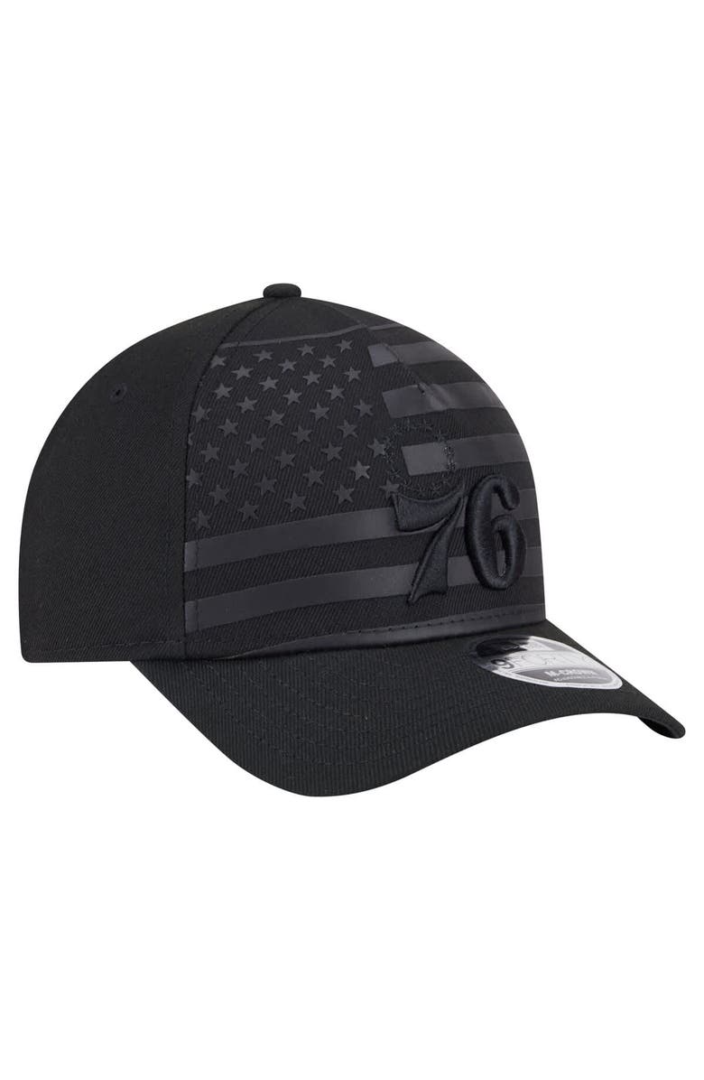 New Era Men's New Era Black Philadelphia 76ers Game Day Flag A-Frame 9FORTY Adjustable Hat, Alternate, color, Black