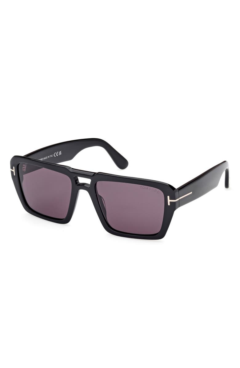 TOM FORD Redford 56mm Navigator Sunglasses, Alternate, color, Shiny Black / Smoke