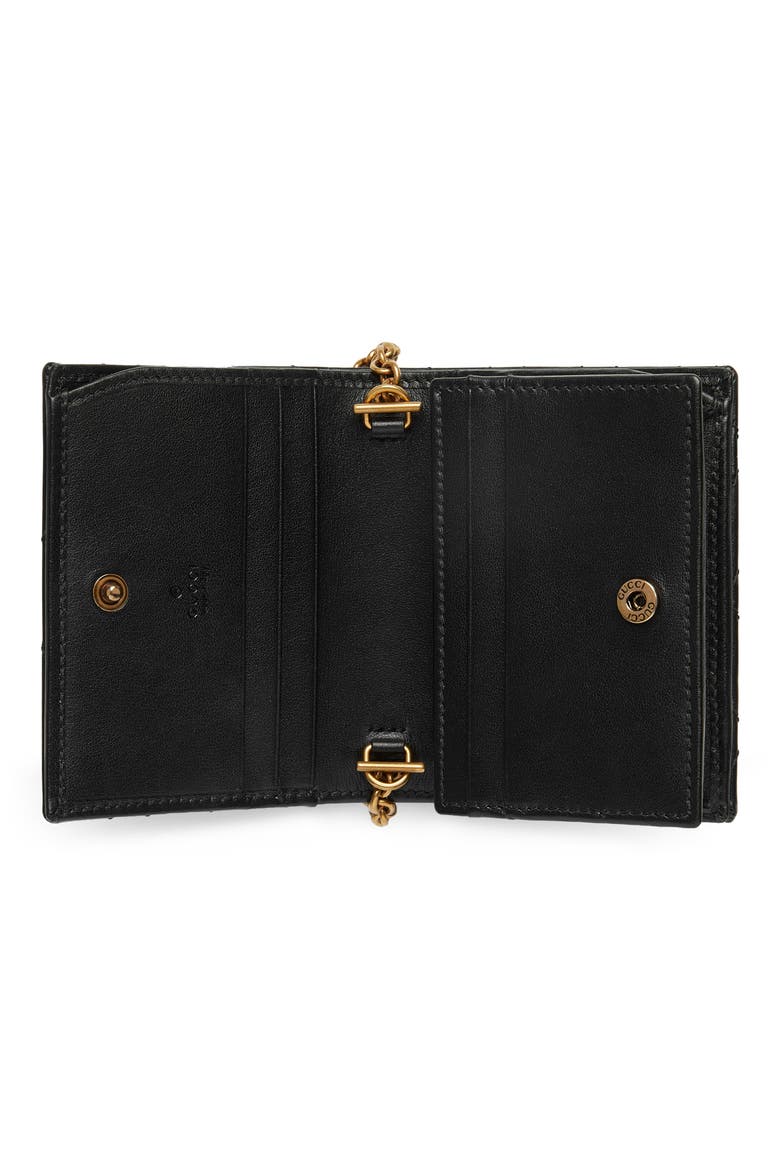 GG 2.0 Matelassé Leather Card Case on a Chain, Alternate, color, NERO
