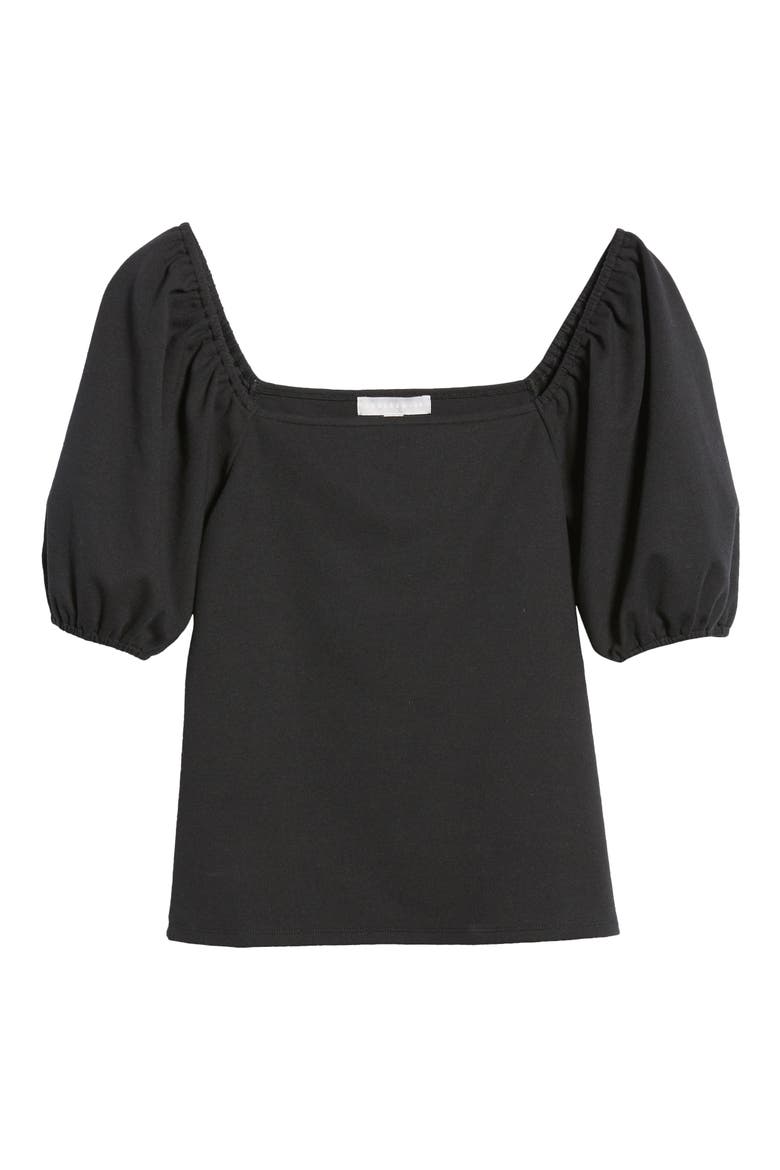 Puff Sleeve T-Shirt, Alternate, color, BLACK