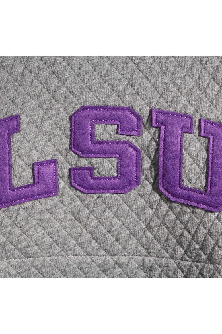 Women's Pressbox Heather Charcoal LSU Tigers Moose Quilted Pullover Sweatshirt, Alternate, color, Heather Gray