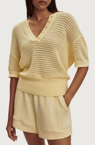 Varley Callie Sheer Knit Cotton Top