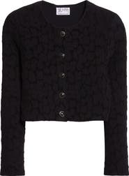 ST. JOHN Leopard Jacquard Crop Cardigan Jacket