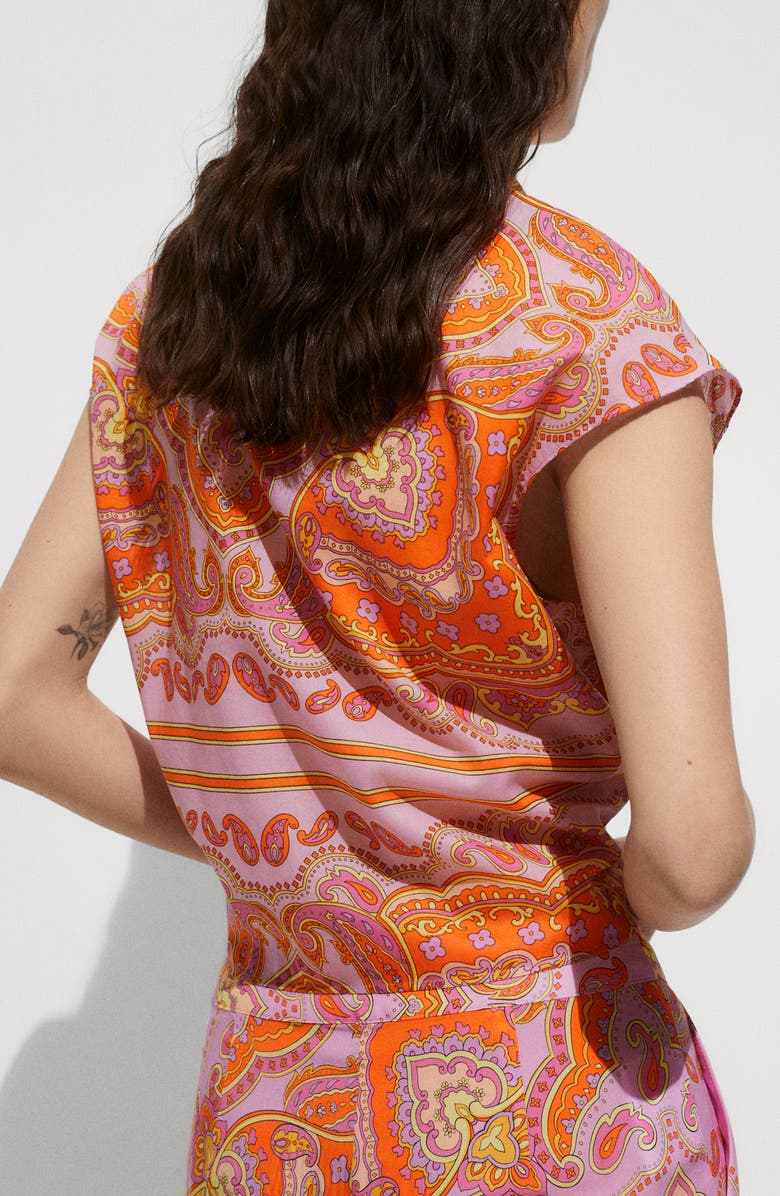 MANGO Paisley Tie Waist Button-Up Shirt, Alternate, color,