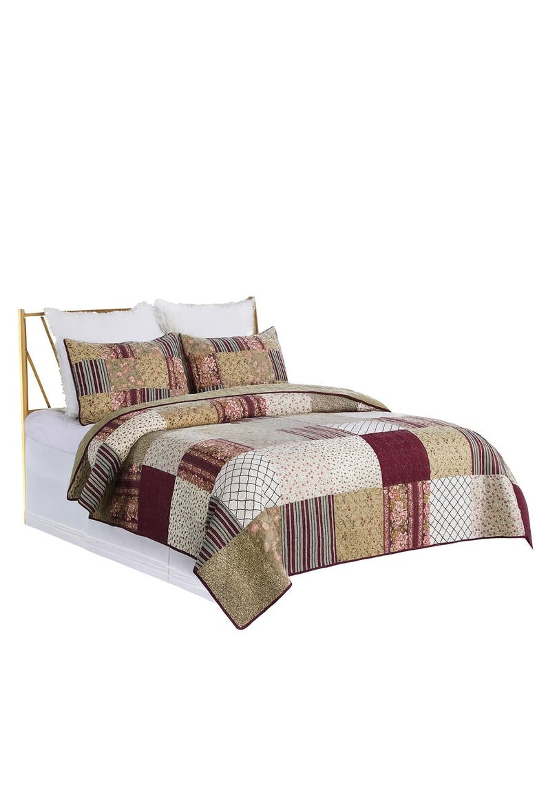Arlo Cotton Quilt Set  - Reversible and Machine Washable, Main, color, Green