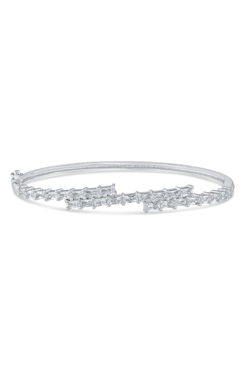 CZ by Kenneth Jay Lane Baguette Cubic Zirconia Hinge Bracelet, Main, color, Clear/ Silver