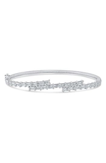 Cz By Kenneth Jay Lane Baguette Cubic Zirconia Hinge Bracelet In Silver