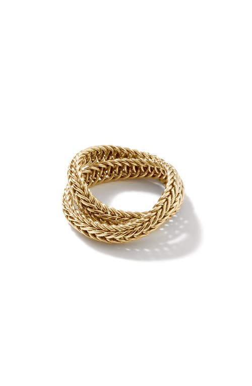 John Hardy Kami Chain Crossover Ring Gold 4.5mm In Gold